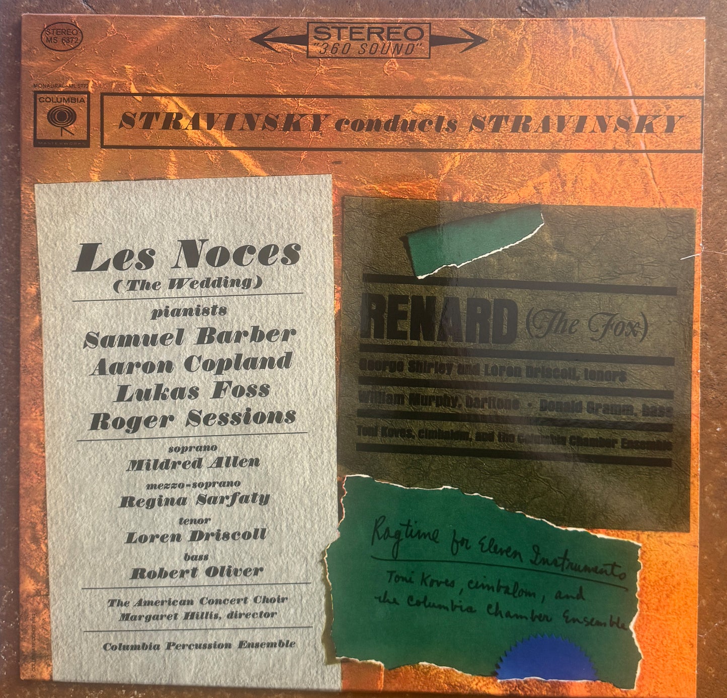 Stravinsky - Samuel Barber, Aaron Copland, Lukas Foss, Roger Sessions,George Shirley, Columbia Chamber Ensemble – Stravinsky Conducts Stravinsky (Les Noces / Renard / Ragtime For Eleven Instruments)