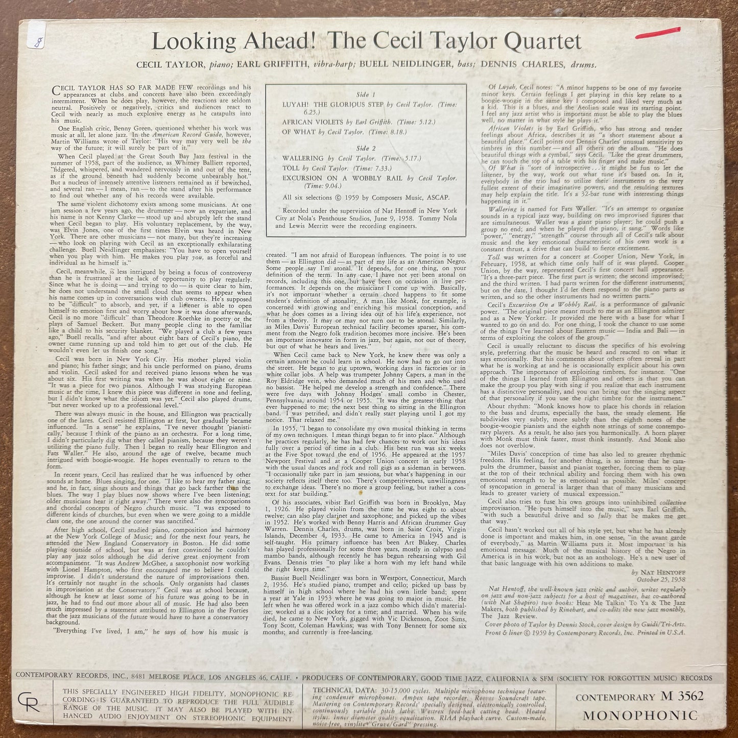The Cecil Taylor Quartet- Looking Ahead