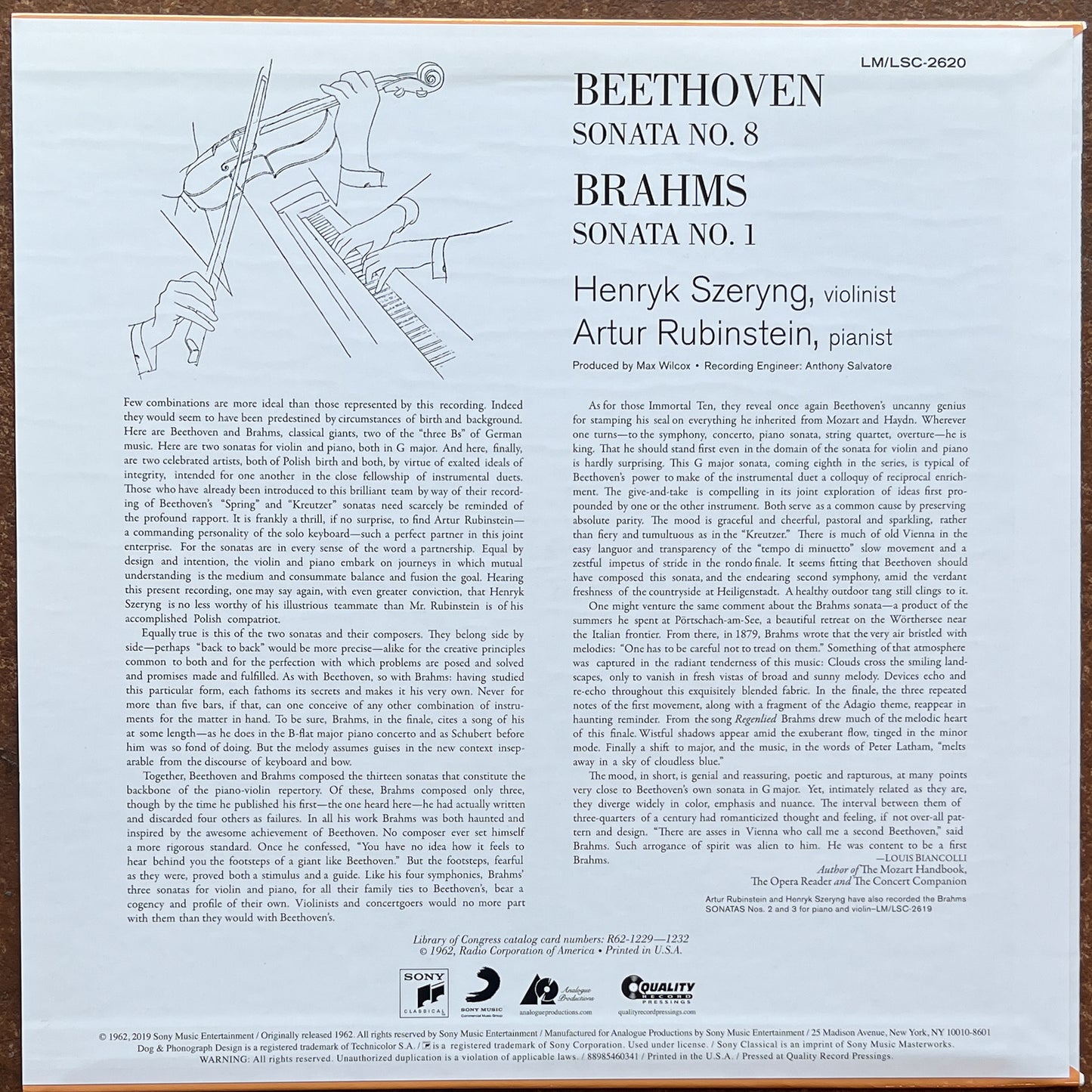 Beethoven, Brahms, Rubinstein, Szeryng – Violin Sonatas