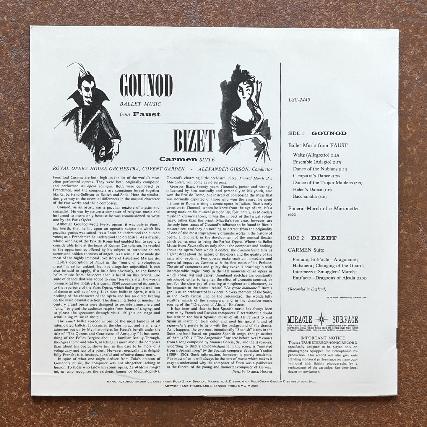 Gounod / Bizet - Royal Opera House Orchestra, Covent Garden, Alexander Gibson – "Faust" Ballet Music / "Carmen" Suite