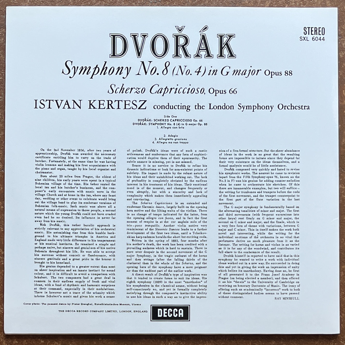 Dvořák, Kertesz, London Symphony* – Symphony No. 8 (No. 4) In G Major · Scherzo Capriccioso