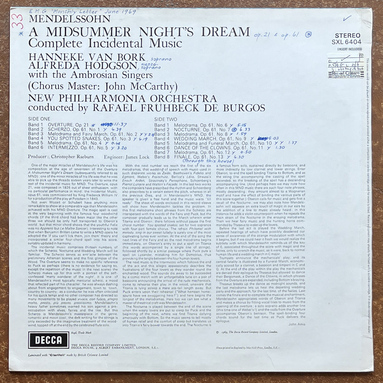 Mendelssohn, Hanneke van Bork, Alfreda Hodgson, Ambrosian Singers, New Philharmonia Orchestra, Rafael Frühbeck De Burgos – A Midsummer Night's Dream (Complete Incidental Music)