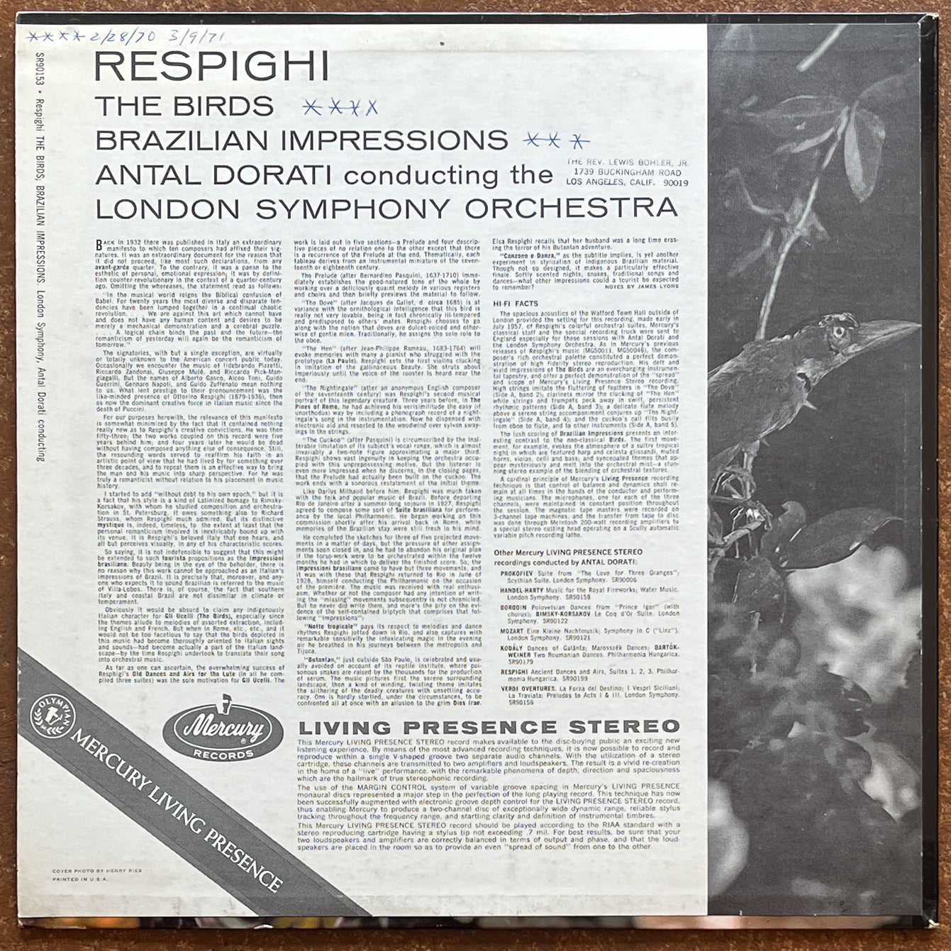 Respighi, London Symphony Orchestra, Antal Dorati – The Birds / Brazilian Impressions