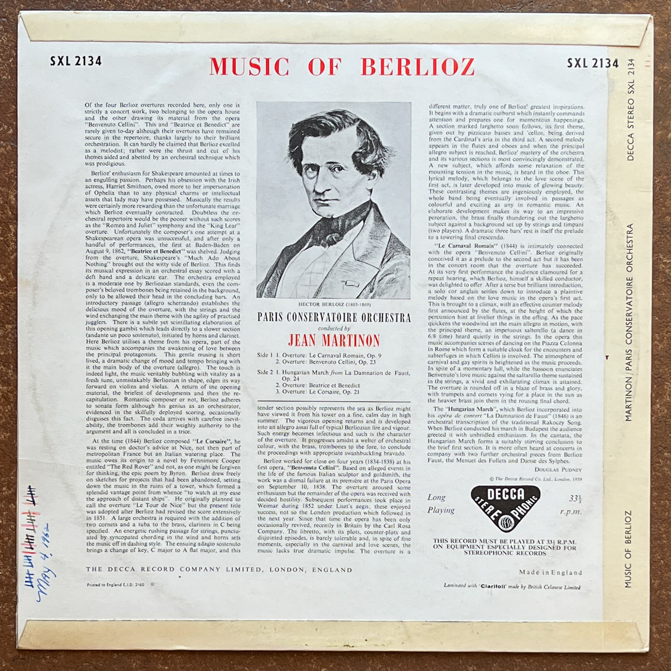 Berlioz, Martinon, Paris Conservatoire Orchestra* – Music Of Berlioz