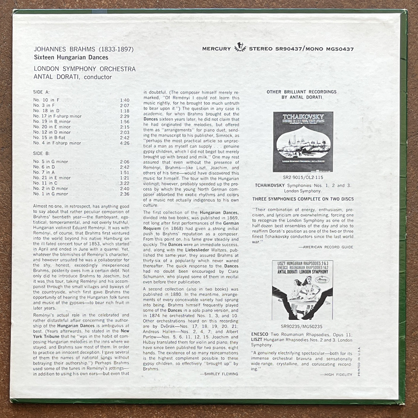 Brahms / London Symphony, Antal Dorati – 16 Hungarian Dances
