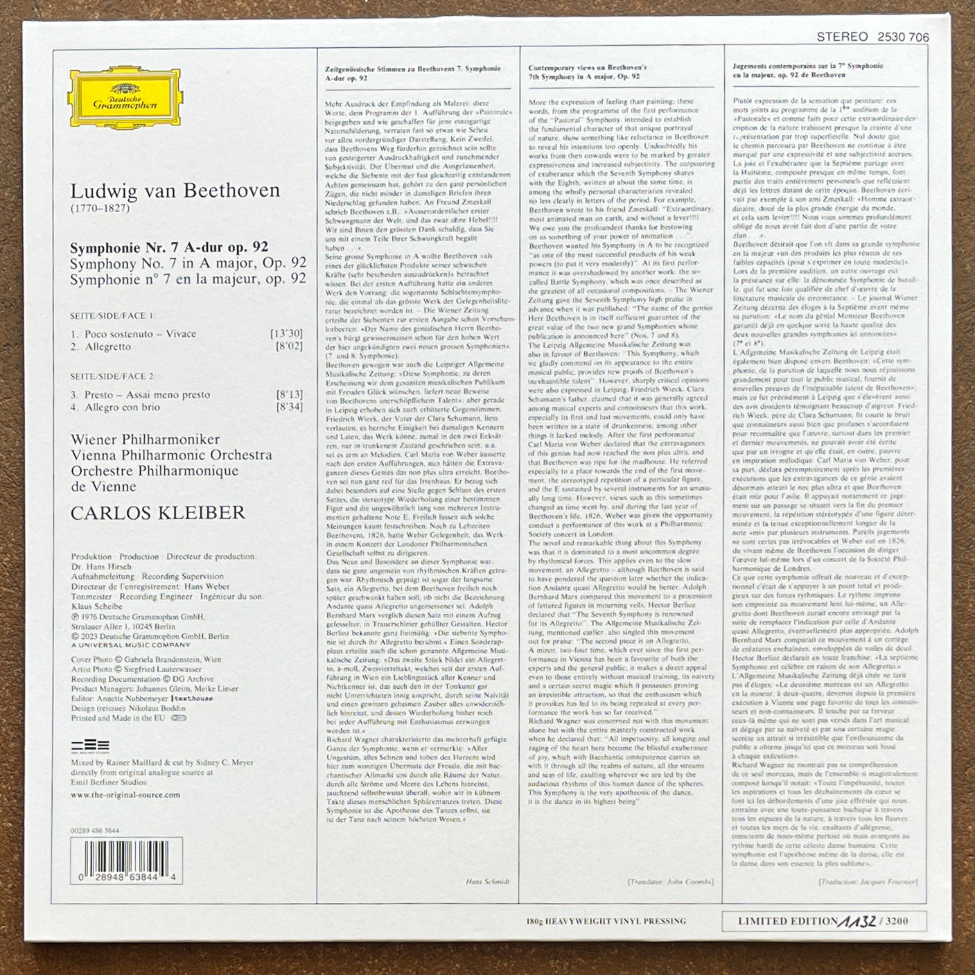 Beethoven – Wiener Philharmoniker, Carlos Kleiber – Symphonie Nr. 7 A-dur op 92