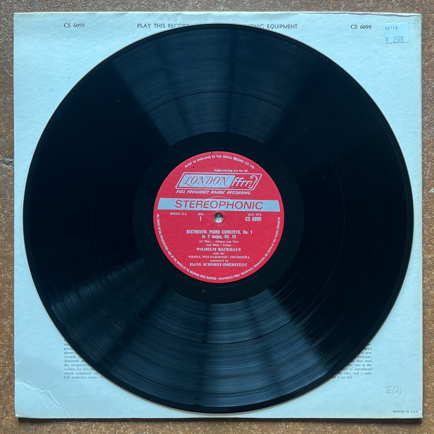 Beethoven, Backhaus, The Vienna Philharmonic Orchestra, Hans Schmidt-Isserstedt – Piano Concerto No. 1 In C Major Op. 15 & Sonata In C Minor Op. 13 No. 8 ("Pathetique")