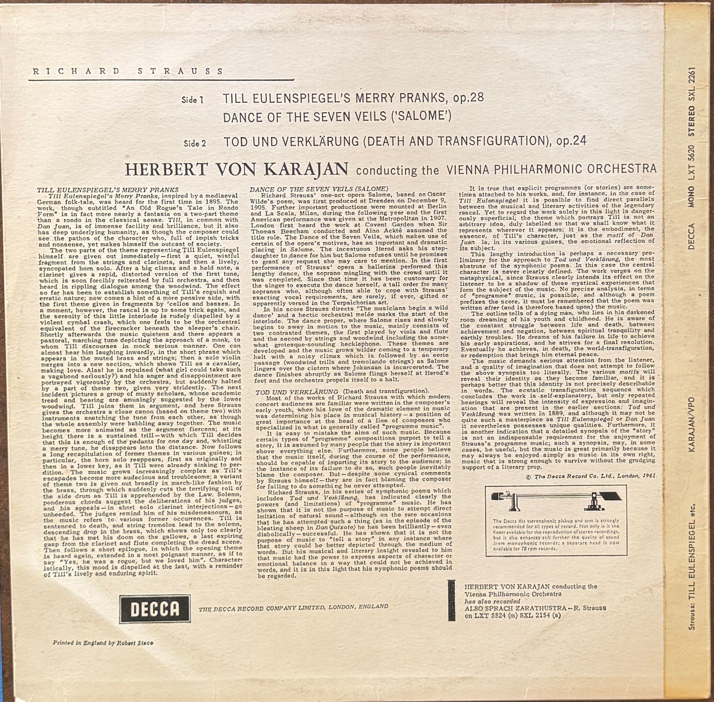 Richard Strauss, Herbert Von Karajan, Vienna Philharmonic Orchestra – Till Eulenspiegel's Merry Pranks / Dance Of The Seven Veils / Tod Und Verklärung