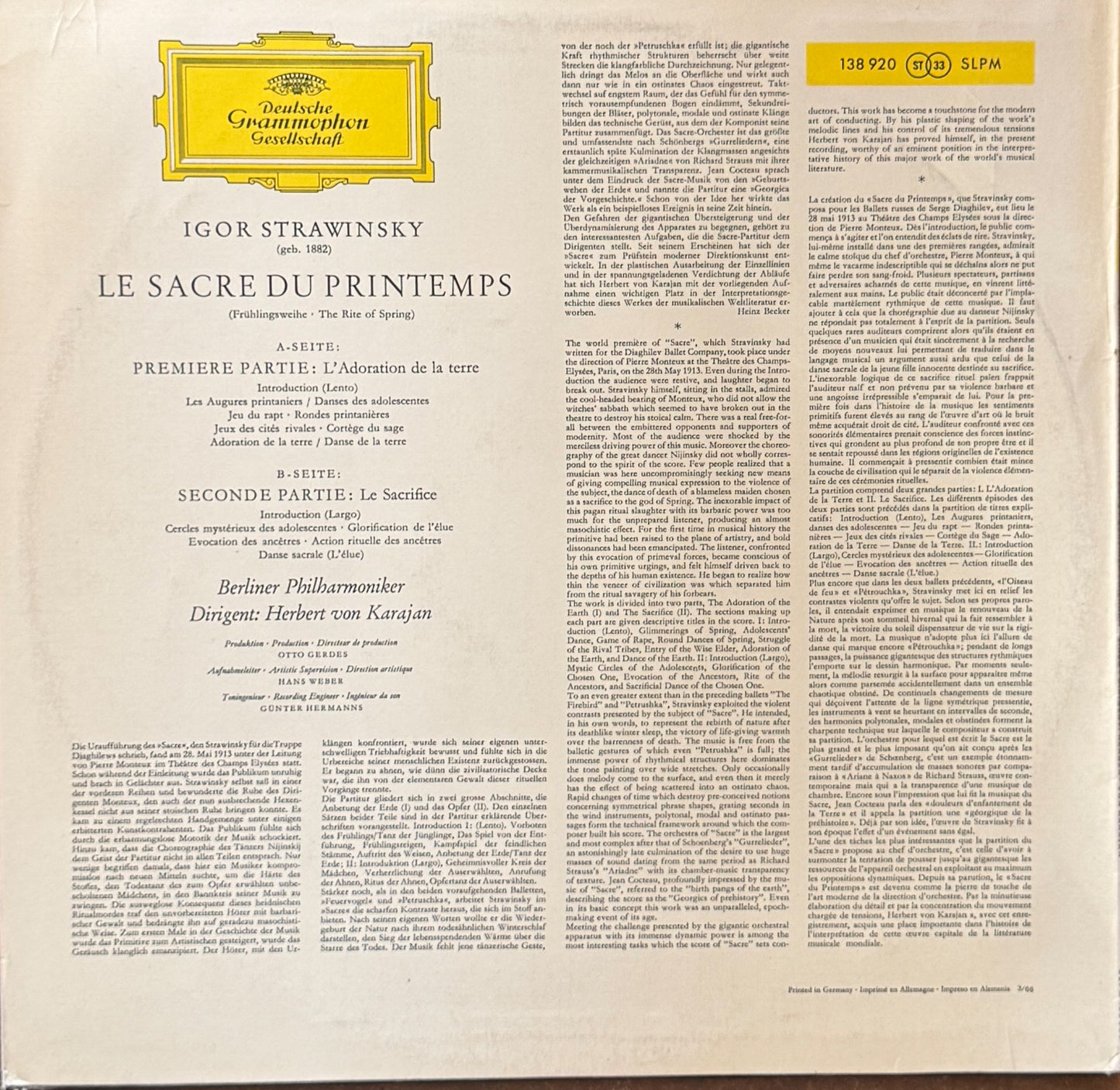 Strawinsky - Herbert von Karajan, Berliner Philharmoniker – Le Sacre Du Printemps