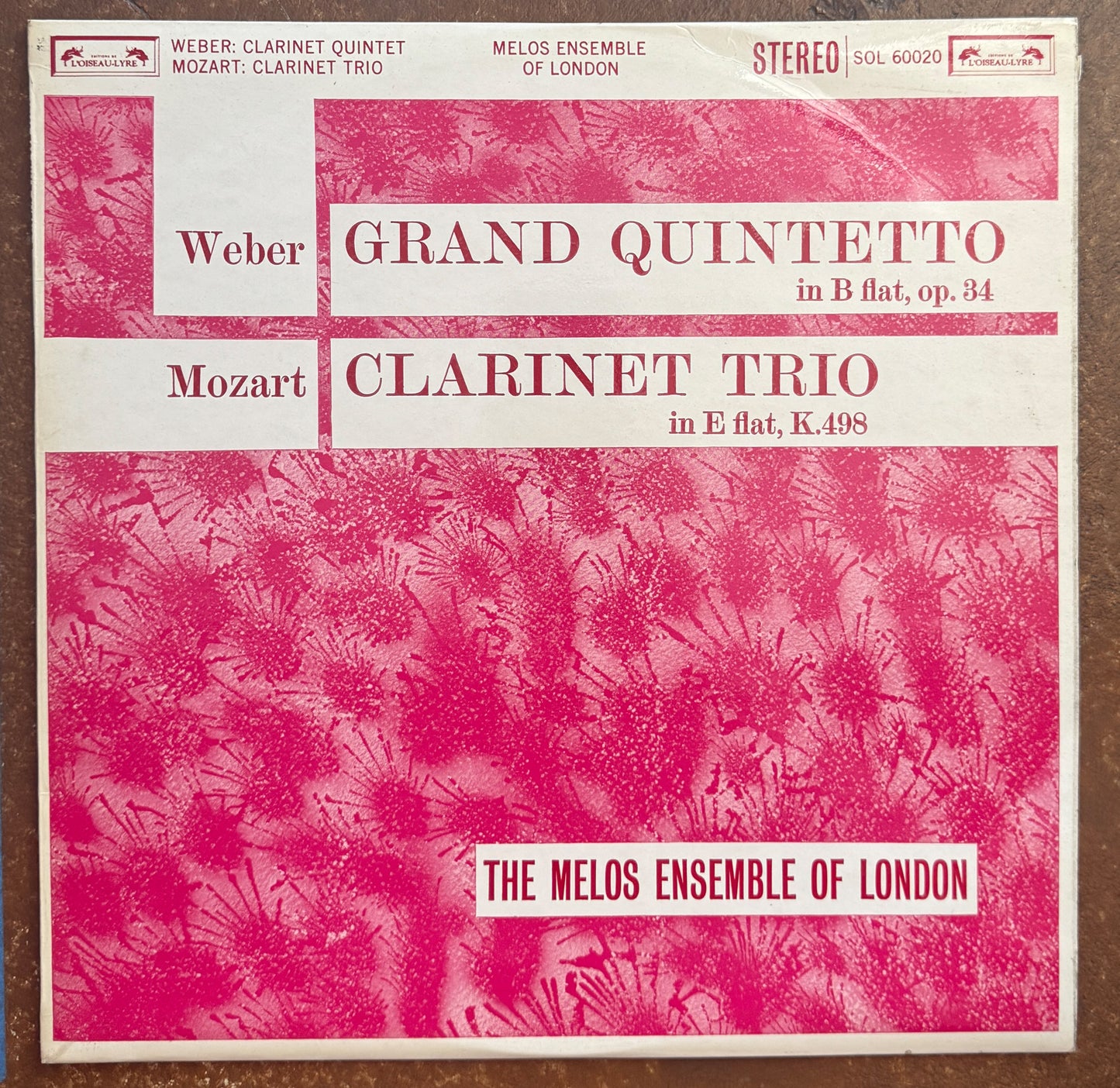 C.M. von Weber, W.A. Mozart, Melos Ensemble Of London – Grand Quintetto In B Flat / Trio In E Flat (Kegelstatt Trio)