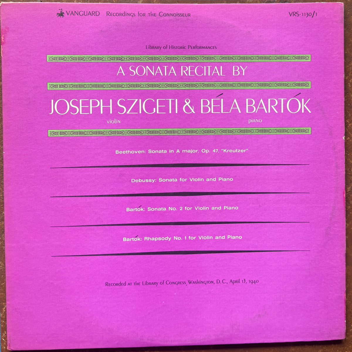 BARTOK- SZIGETI, A SONATA RECITAL