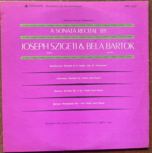 BARTOK- SZIGETI, A SONATA RECITAL