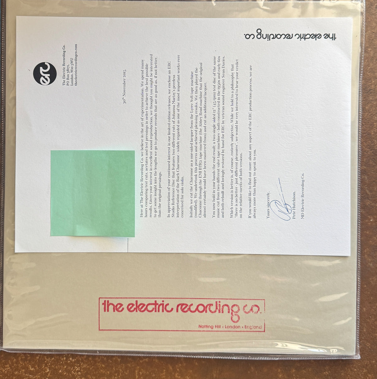 UNRELEASED, ONE OF A KIND, PROMO/ GIFT, JOANNA MARTZY BACH CHACONNE, SINGLE SIDE 45 RPM 2 X LP