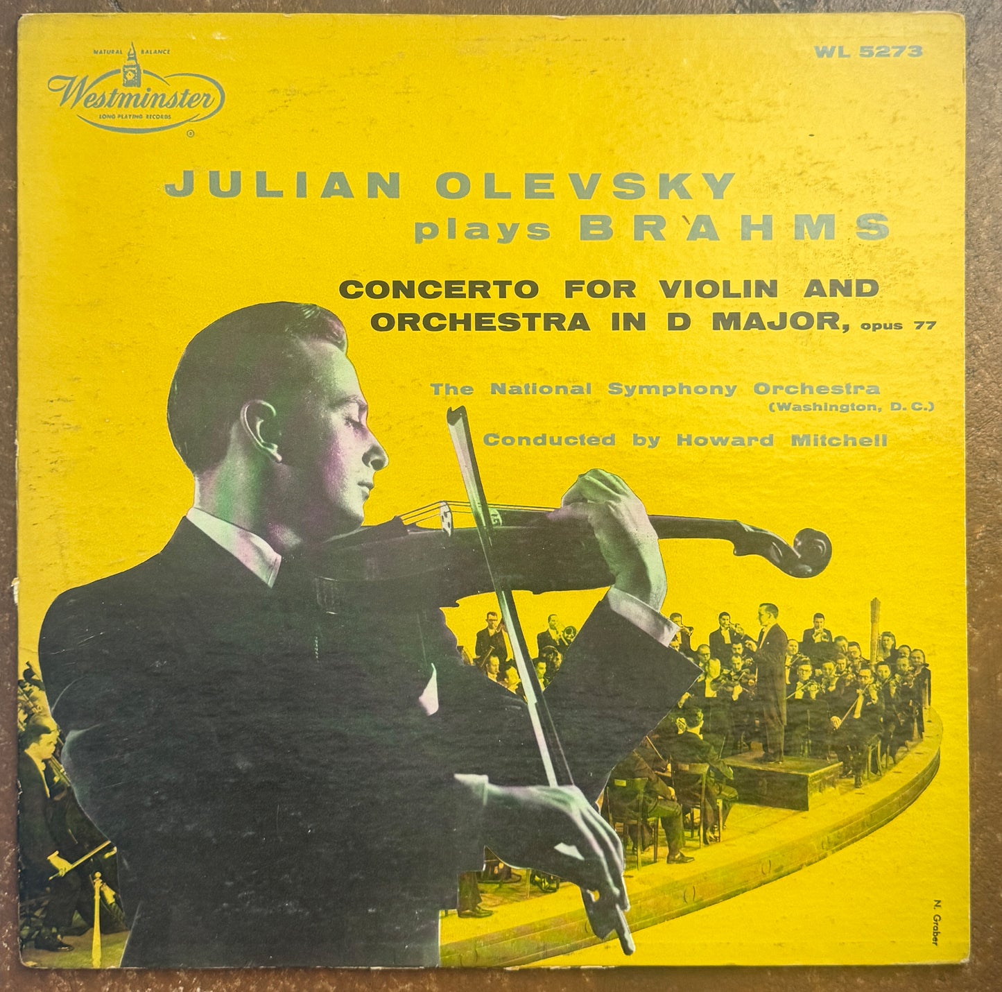 Julian Olevsky Plays Brahms, The National Symphony Orchestra (Washington, D.C.) Conducted By Howard Mitchell – Concerto For Violin And Orchestra In D Major, Opus 77