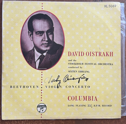 SIGNED!!! David Oistrakh And The The Stockholm Festival Orchestra Conducted By Sixten Ehrling ‎– Beethoven Violin Concerto
