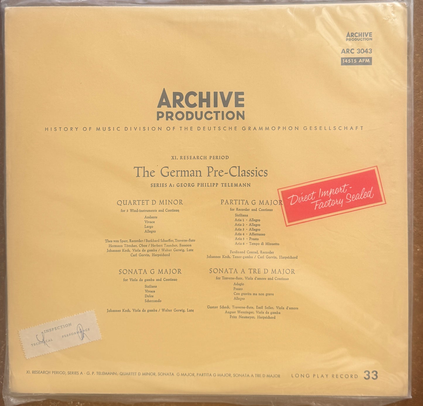 Archive Production Collection, Bundle of 9 LP
