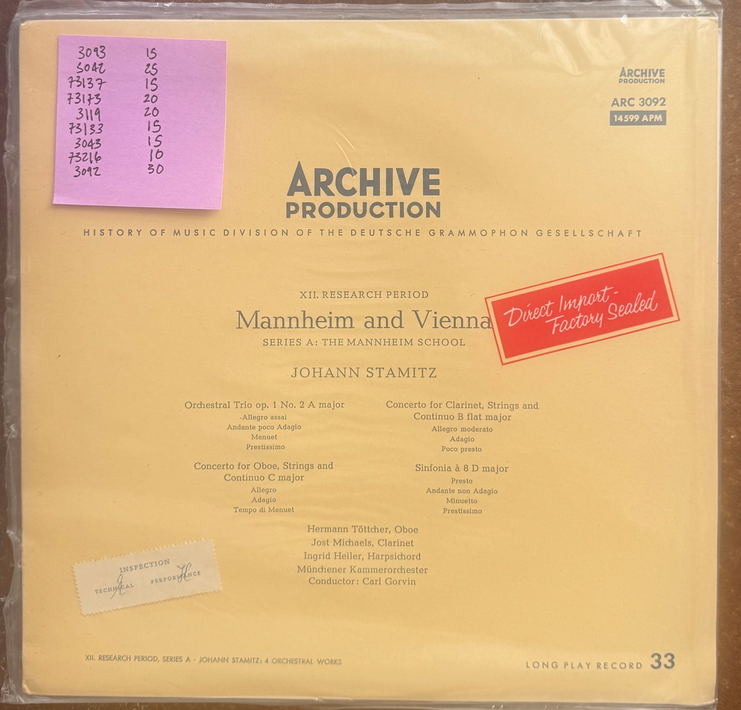 Archive Production Collection, Bundle of 9 LP