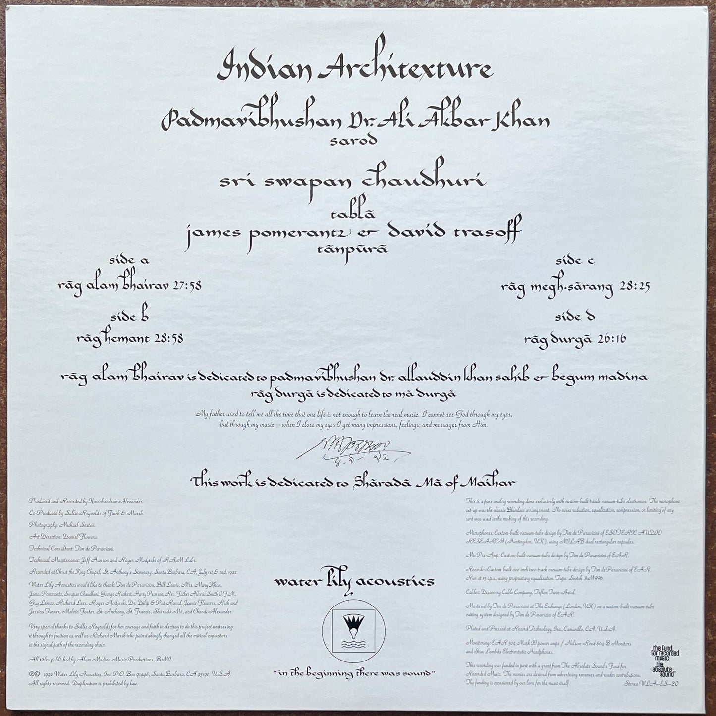 Padmavibhushan Dr. Ali Akbar Khan ‎– Indian Architexture