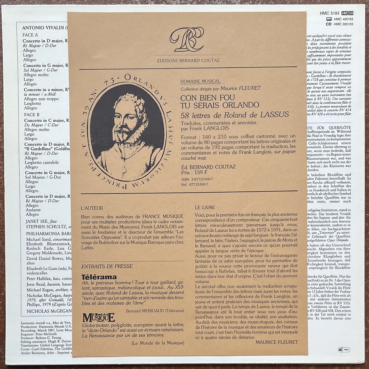 Vivaldi / Janet See, Philharmonia Baroque Orchestra, Nicholas McGegan – Flute Concertos