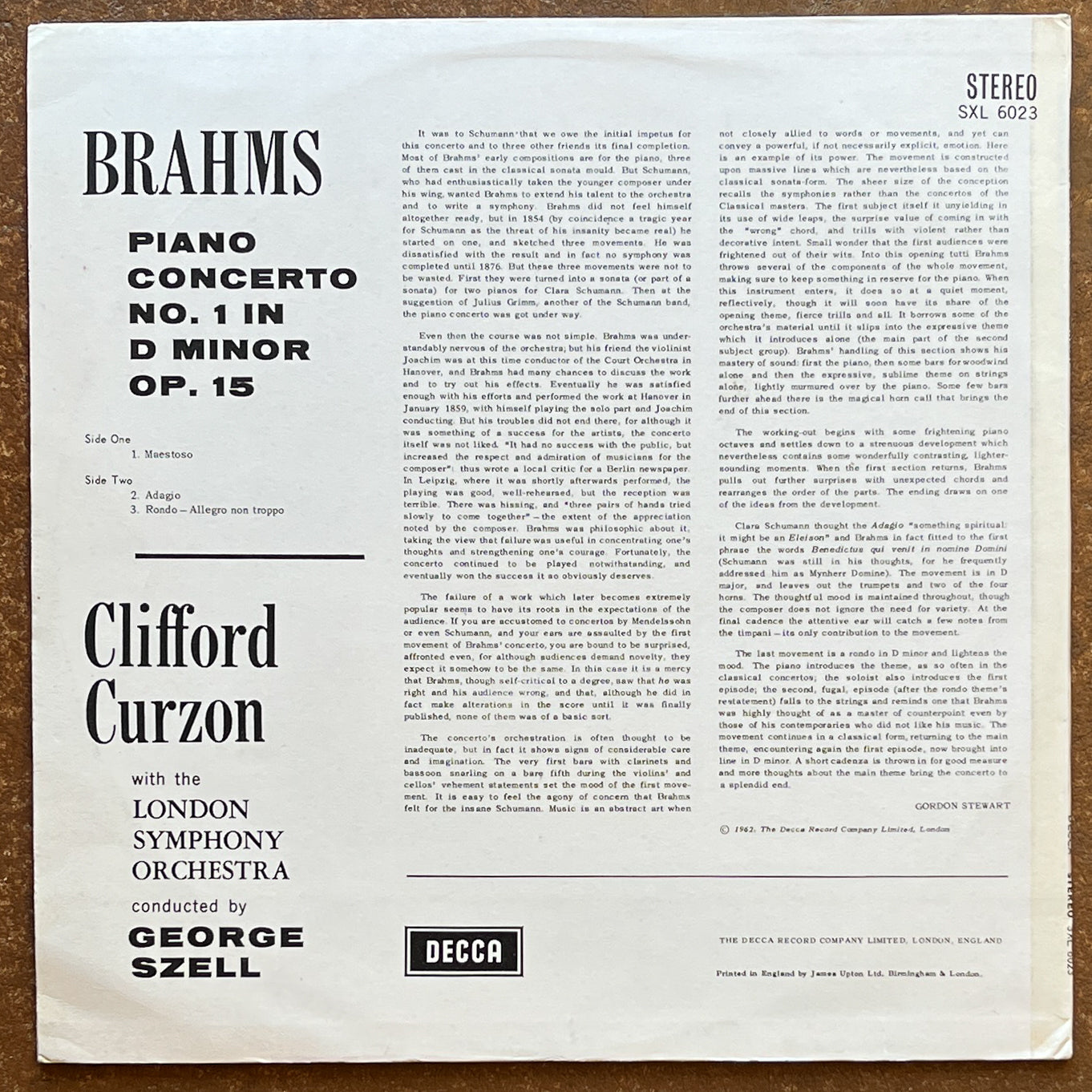 Brahms – Curzon, London Symphony, Szell – Piano Concerto No. 1