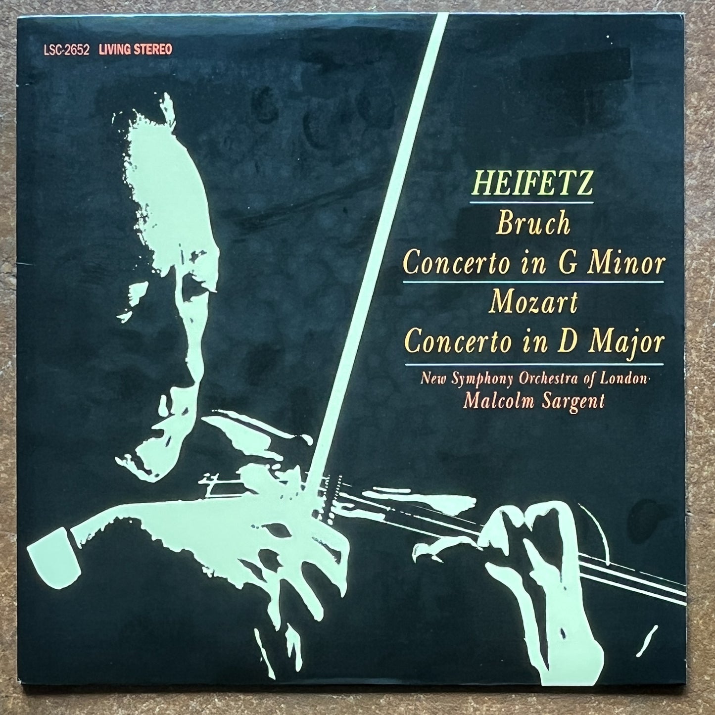 Heifetz, Bruch, Mozart, New Symphony Orchestra Of London, Malcolm Sargent – Concerto In G Minor / Concerto In D Major