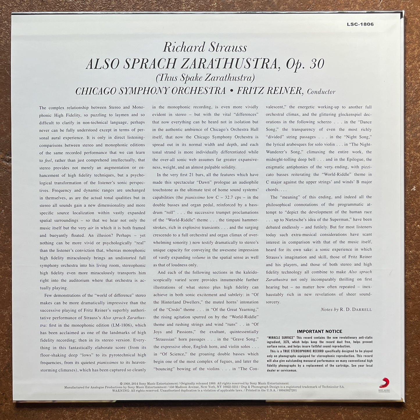 Richard Strauss, Reiner / Chicago Symphony – Also Sprach Zarathustra