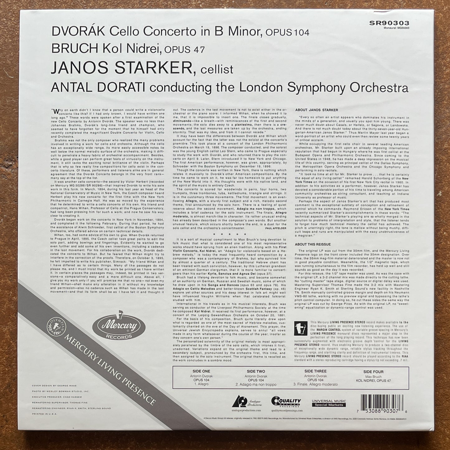 Dvorak, Bruch, János Starker, Antal Dorati, London Symphony Orchestra – Violoncello Concerto · Kol Nidrei