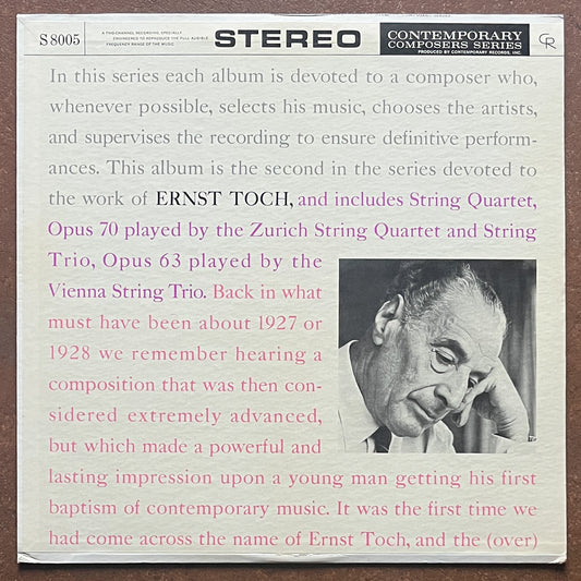 Ernst Toch – String Quartet, Opus 70 & String Trio, Opus 63