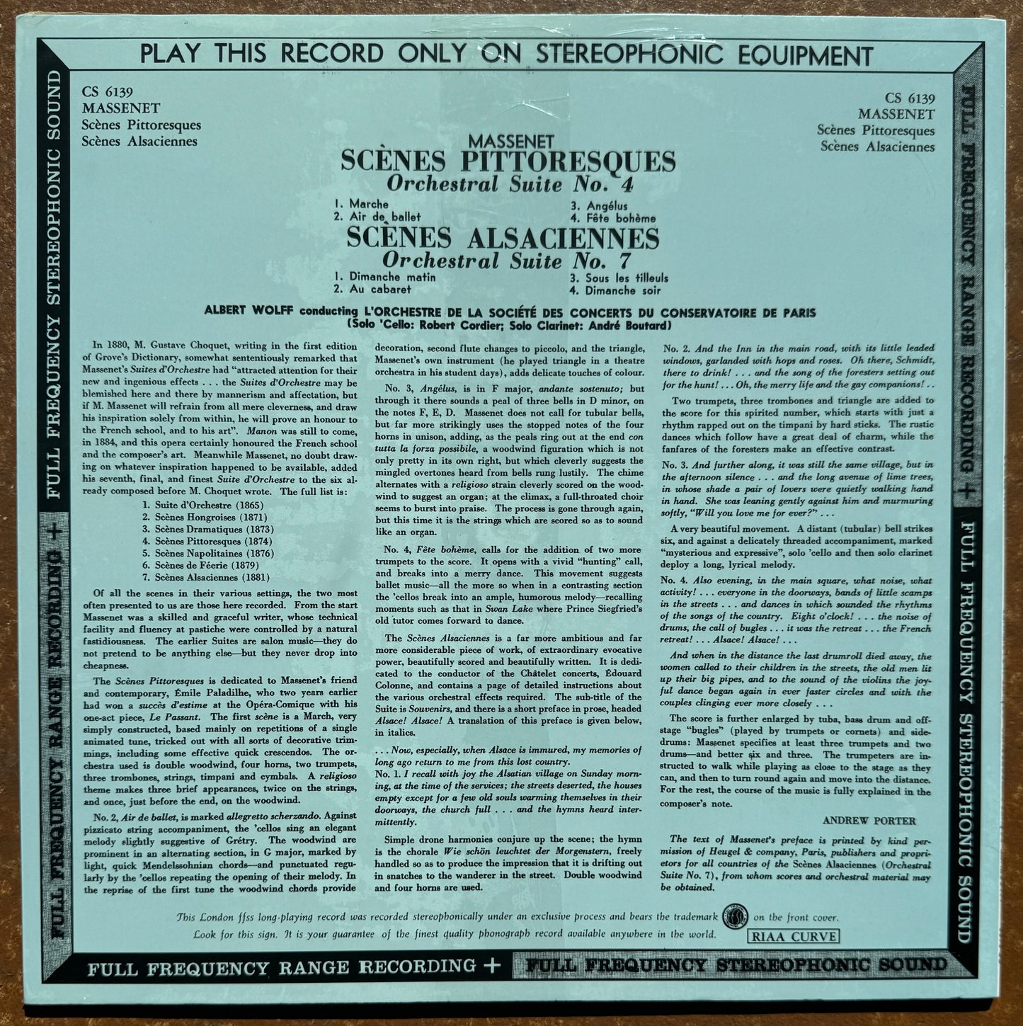 Massenet, Albert Wolff, Orchestre De La Société Des Concerts Du Conservatoire – Scènes Pittoresques, Scènes Alsaciennes