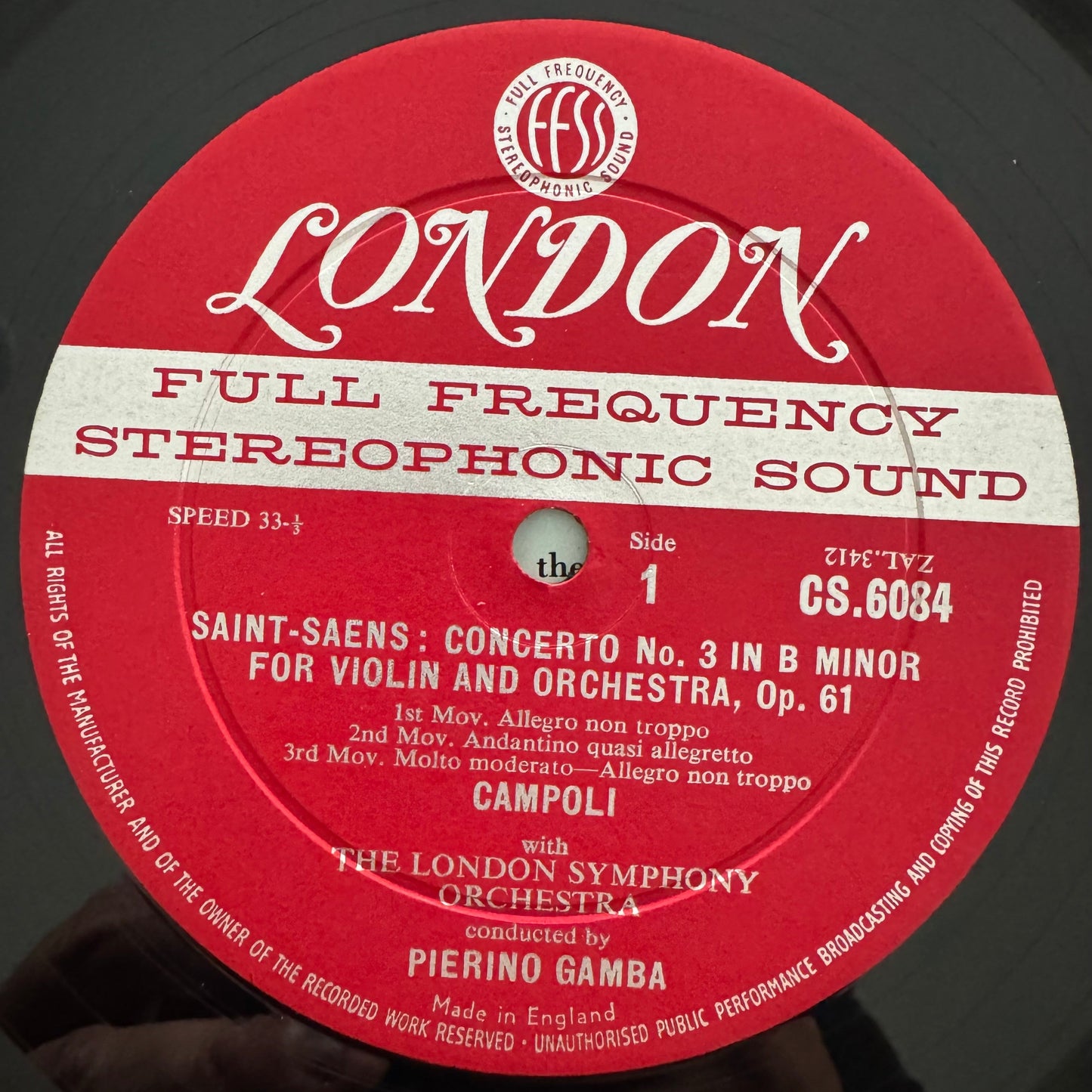 Campoli, Paganini, Kreisler, Saint-Saëns, The London Symphony Orchestra,  Pierino Gamba