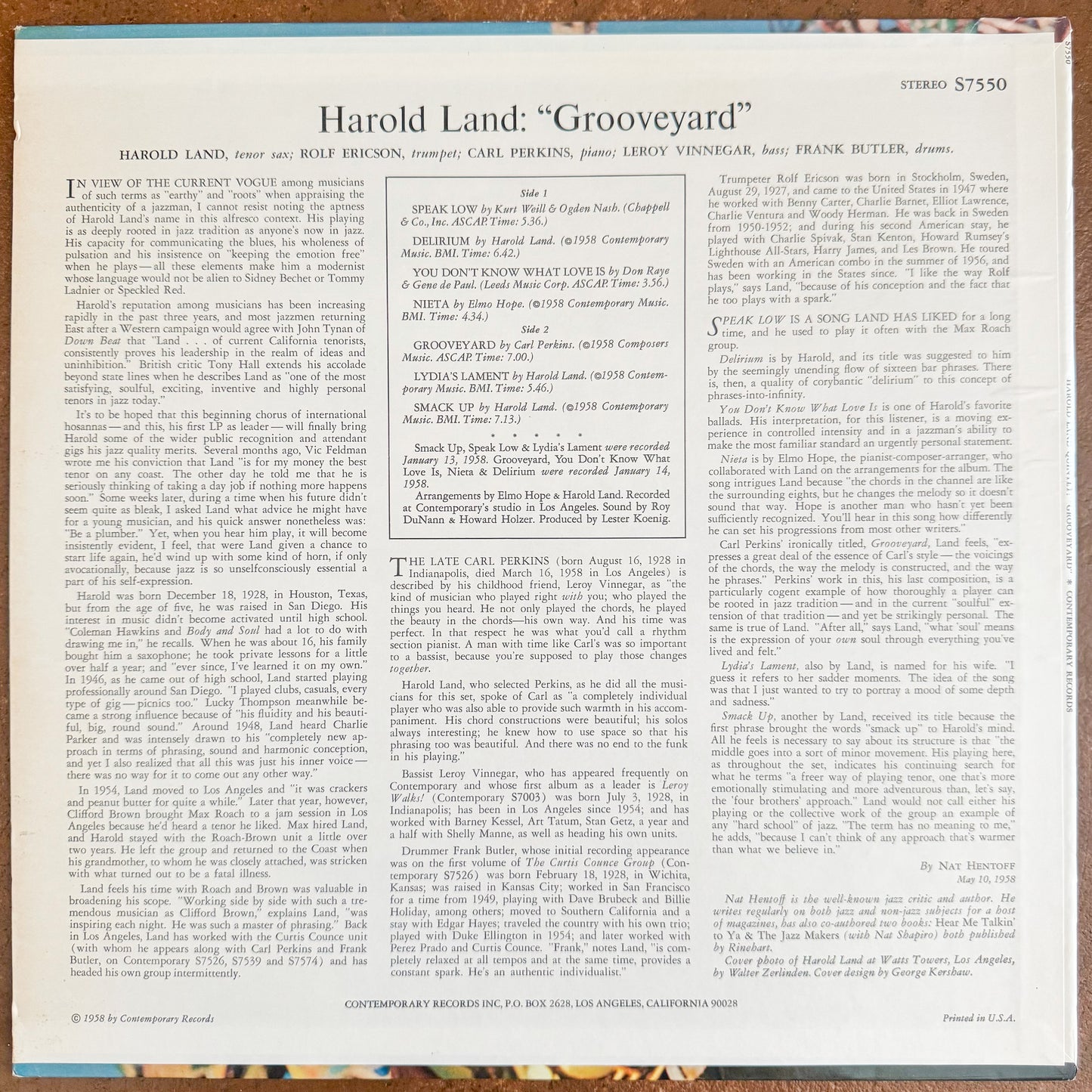 Harold Land Quintet- Grooveyard